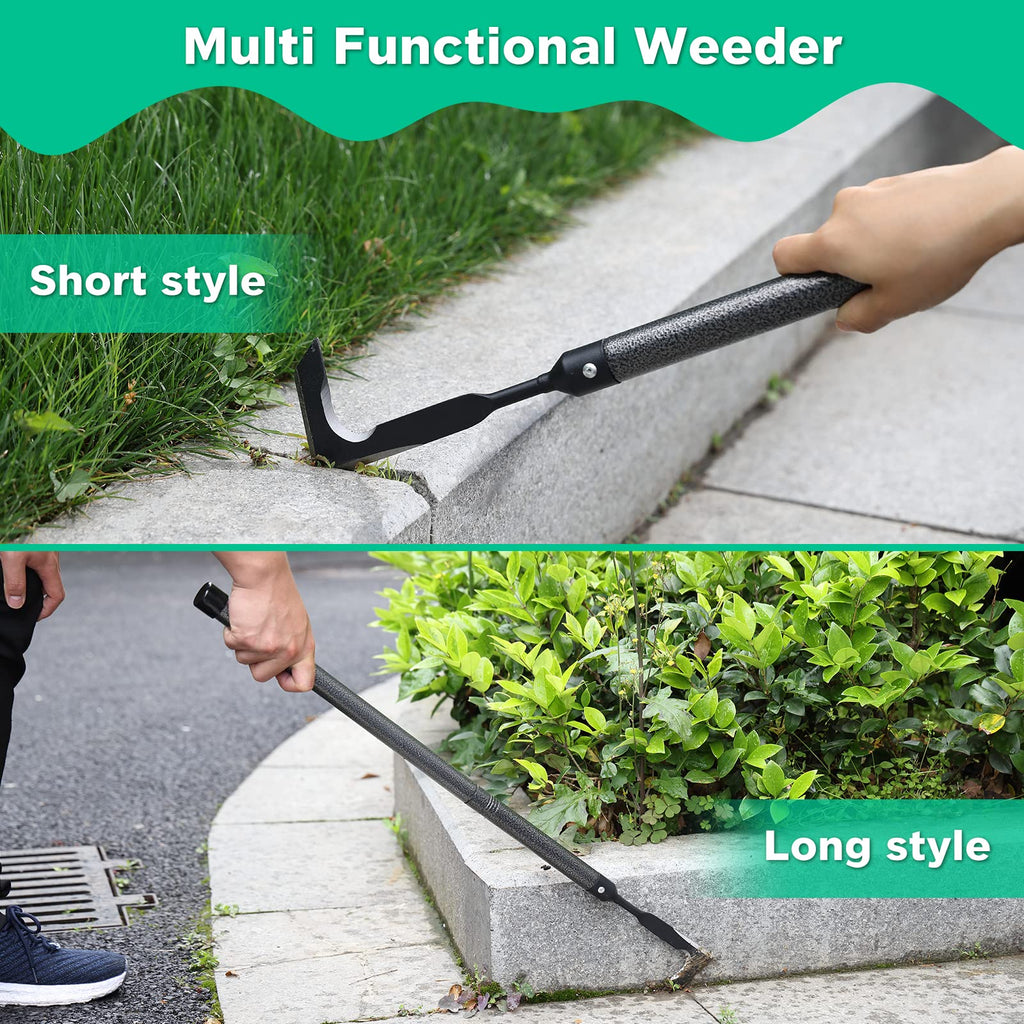 Lilyvane Crack Weeder for Crevice Weeds Weeding: 59” Long Handle, Heavy Duty Carbon Steel Weed Puller for Sidewalk Paver Deck Boards Weed Removal
