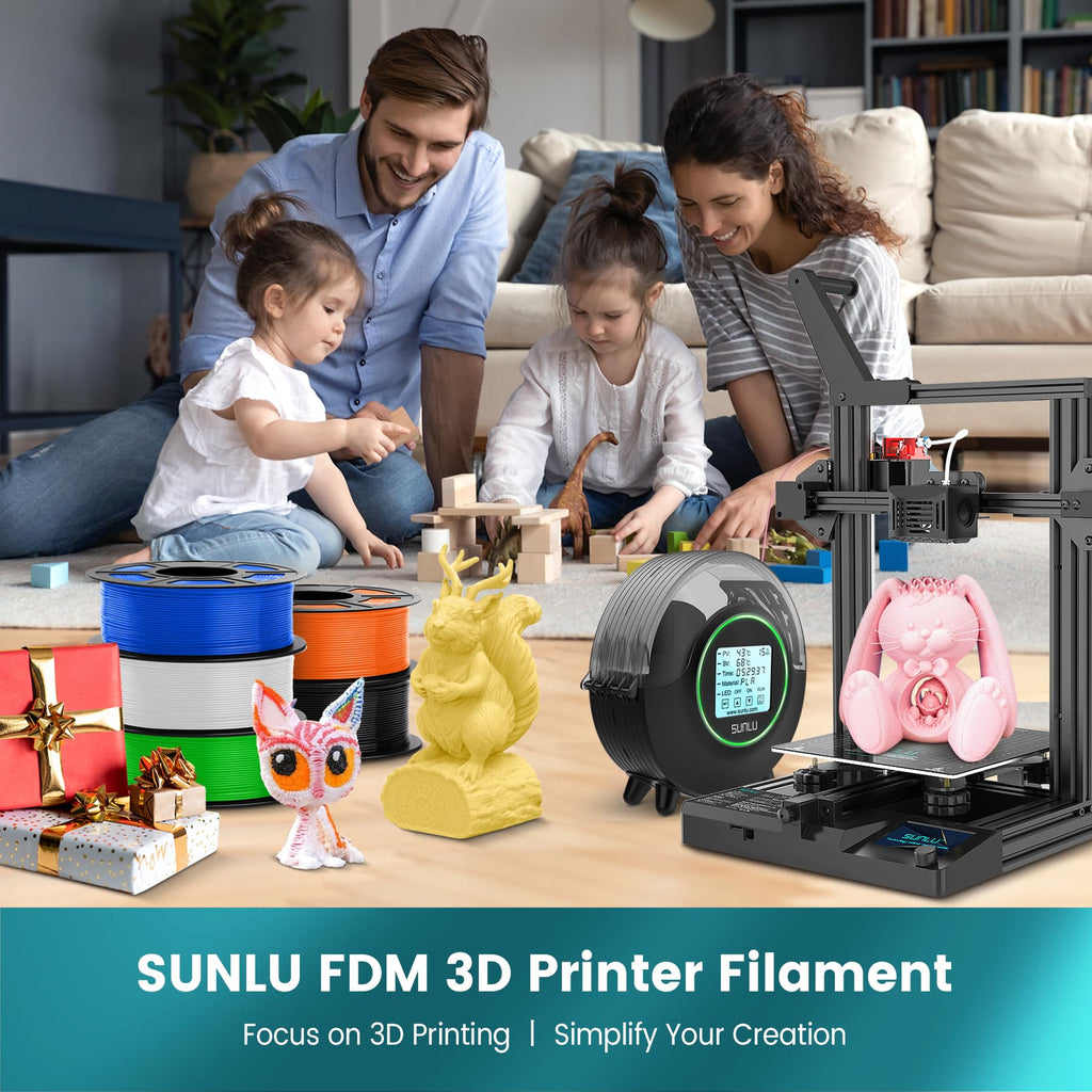 SUNLU PLA 3D Printer Filament, Black, 1KG