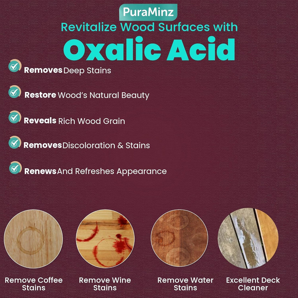 Oxalic Acid (10 LBS), Wood Stain Remover, Rust Remover, Metal & Stone cleaner, Deck Cleaner- Industrial grade Multipurpose Cleaner (2 Packs of 5lbs) Durable Resealable Packaging