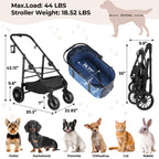 MAMIZO Pet Stroller for Medium Dogs Cats Up to 44 lbs, All-Terrain 3-in-1 Dog Stroller with Detachable Carrier, Rubber Wheels, One-Click Folding, Storage Basket & Cup Holder, for Senior Dogs & Cats