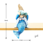 Mermaid Gnome Statue Garden Decor,Beach Gnomes Figurine for Outdoor Indoor