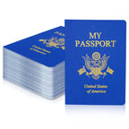 XIISVINT 30 Pcs Blank Passport Notebook Blue Passport Book Fake Passport Travel Journal Sticker Collection Book for Kids School Projects World Travel Pretend Activity Party Favors, 5.51x3.9 Inch