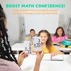 Star Right Multiplication Flash Cards - 169 Hole-Punched Math Study Multiplication Cards with 2 Binder Rings - Times Tables Practice Set for Kids Ages 8 and Up at Home or School