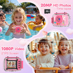 GKTZ Kids Waterproof Underwater Camera 1080P 4X Zoom 2"IPS Screen 32GB Card