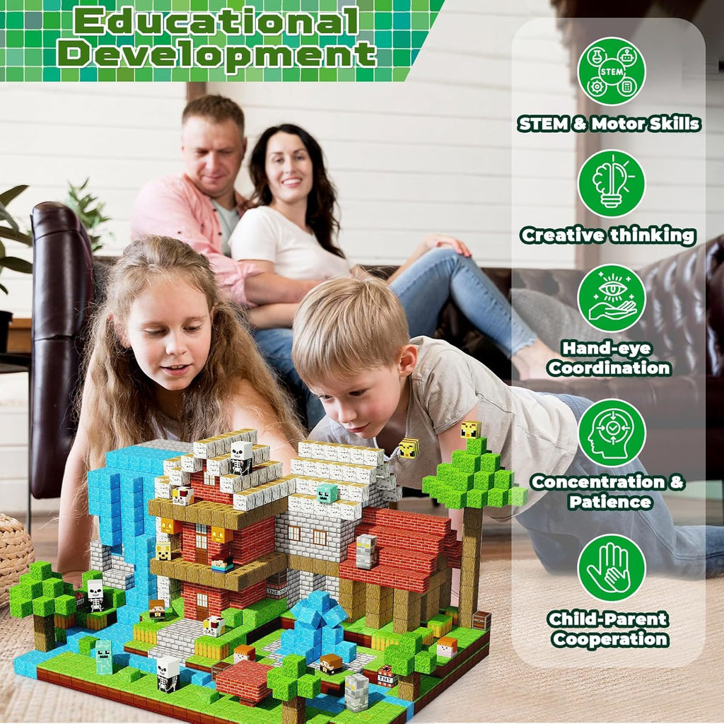 ToyUnited 200PCS Magnetic Blocks - Magnetic Building Blocks, Magnet Cubes Game, Stacking Forest Set, STEM Montessori Sensory Stacking Toys for Kids, Birthday Gifts for Boys and Girls Age 3+ Years Old