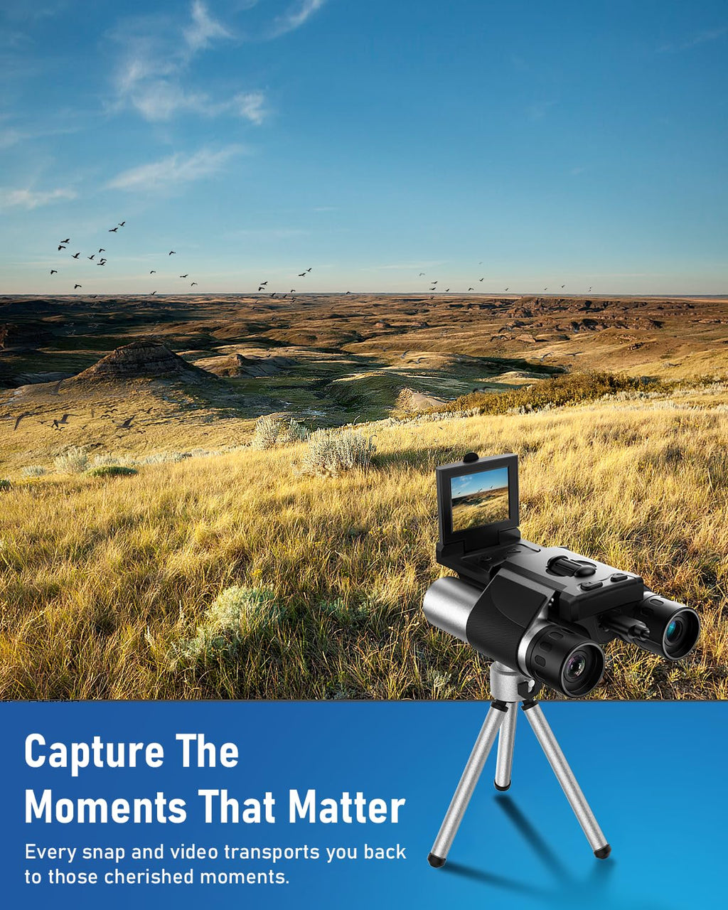 Digital Binoculars with Camera - 8X Digital Zoom, 2" LCD Display 40MP Camera 2.5K Videos Ideal for Concerts, Bird Watching, and Outdoor Adventures with 32GB SD Card - D551