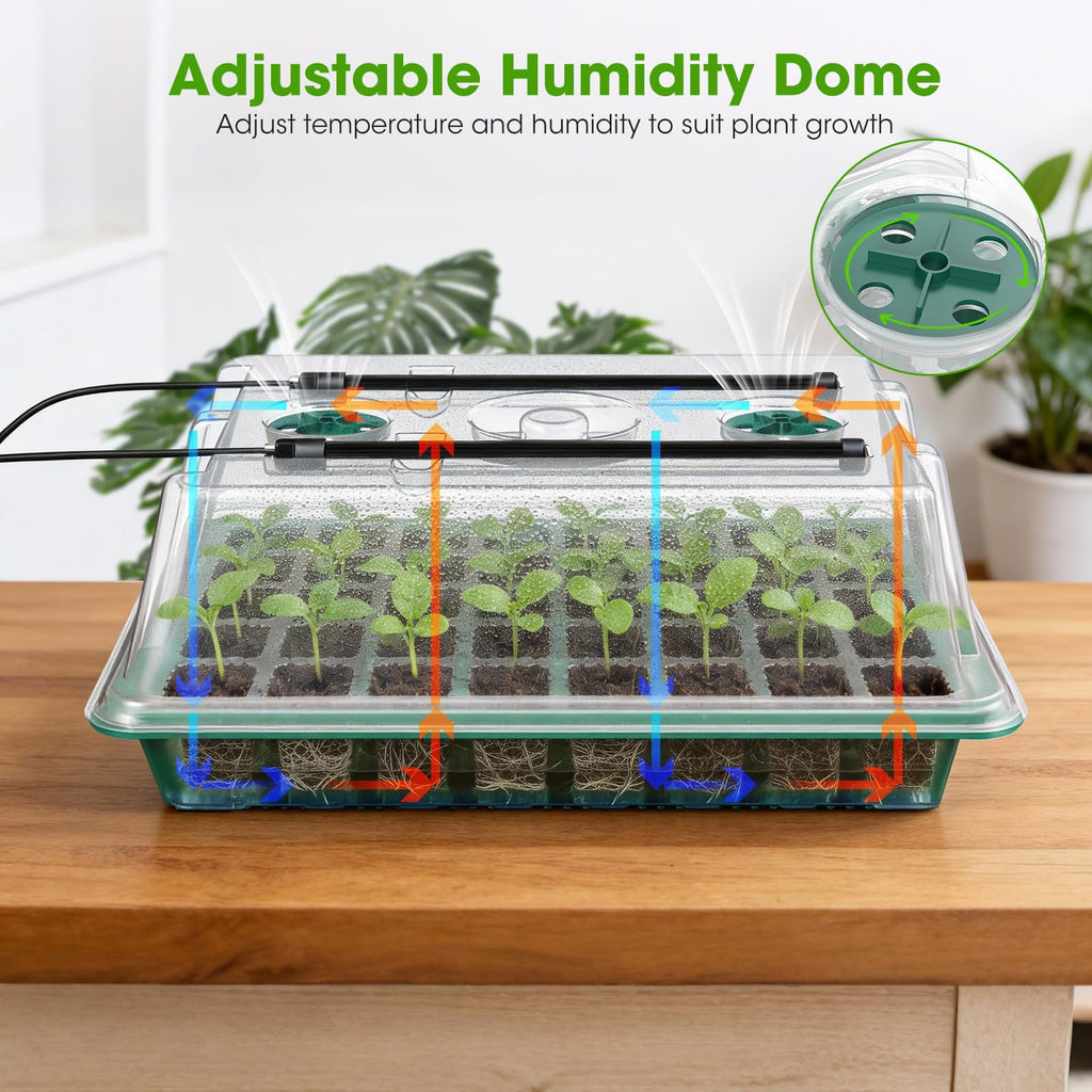 MQHUAYU 80 Cell Seed Starter Tray with Grow Light, 2 Pack Starter Kit