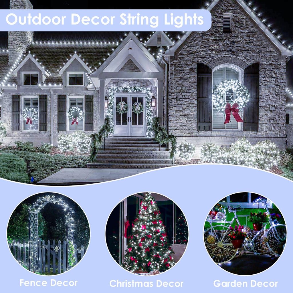 66FT 200 LED Fairy Lights Plug in, 8 Modes Twinkle Lights Cool White