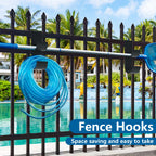codree 4 Pcs Pool Fence Hooks for Pool Equipment, Black Heavy Duty Fence Hooks for Pool Poles, Slipe-on Fences Hanger for Pools Hose Pools Skimmer, Fit 3/4 Inch to 1-1/4 inch Railing