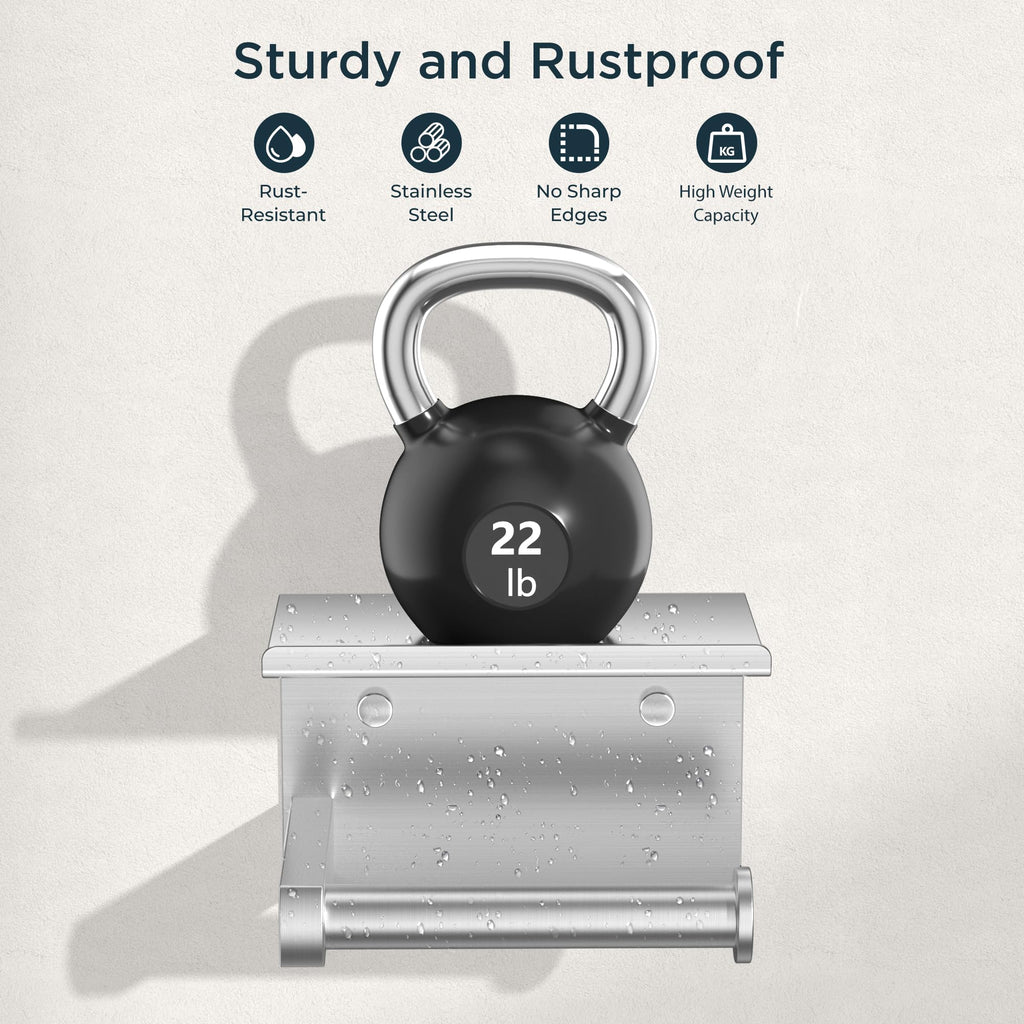 FORIOUS Toilet Paper Holder with Shelf, Adhesive or Screw, Commercial