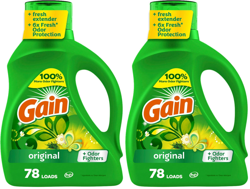 Gain Liquid Laundry Detergent, Original Scent | 78 Loads | 113 fl oz | HE Compatible | Pack of 2