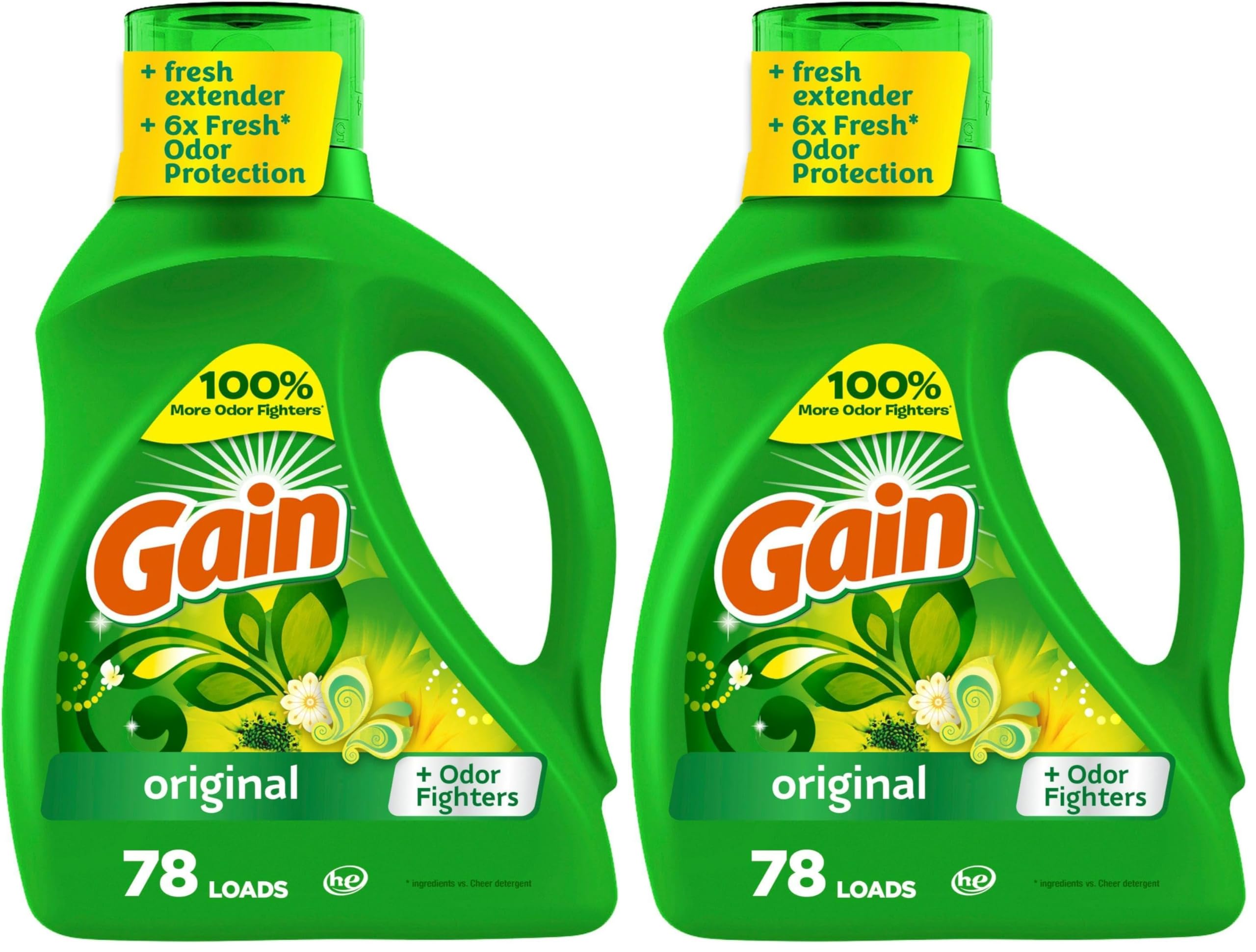 Gain Liquid Laundry Detergent, Original Scent | 78 Loads | 113 fl oz | HE Compatible | Pack of 2