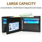 MARZAHAR Genuine Leather Mens Wallet, RFID Blocking Bifold, Black