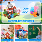 200 PCS Magnetic Blocks - Magnetic Building Blocks Cubes, Magnet Toys for Kids Age 3+, Toy Building Set for Kids, Magnets Stacking Construction Birthday Gifts for Boys Girls Age 4-8, 8-12