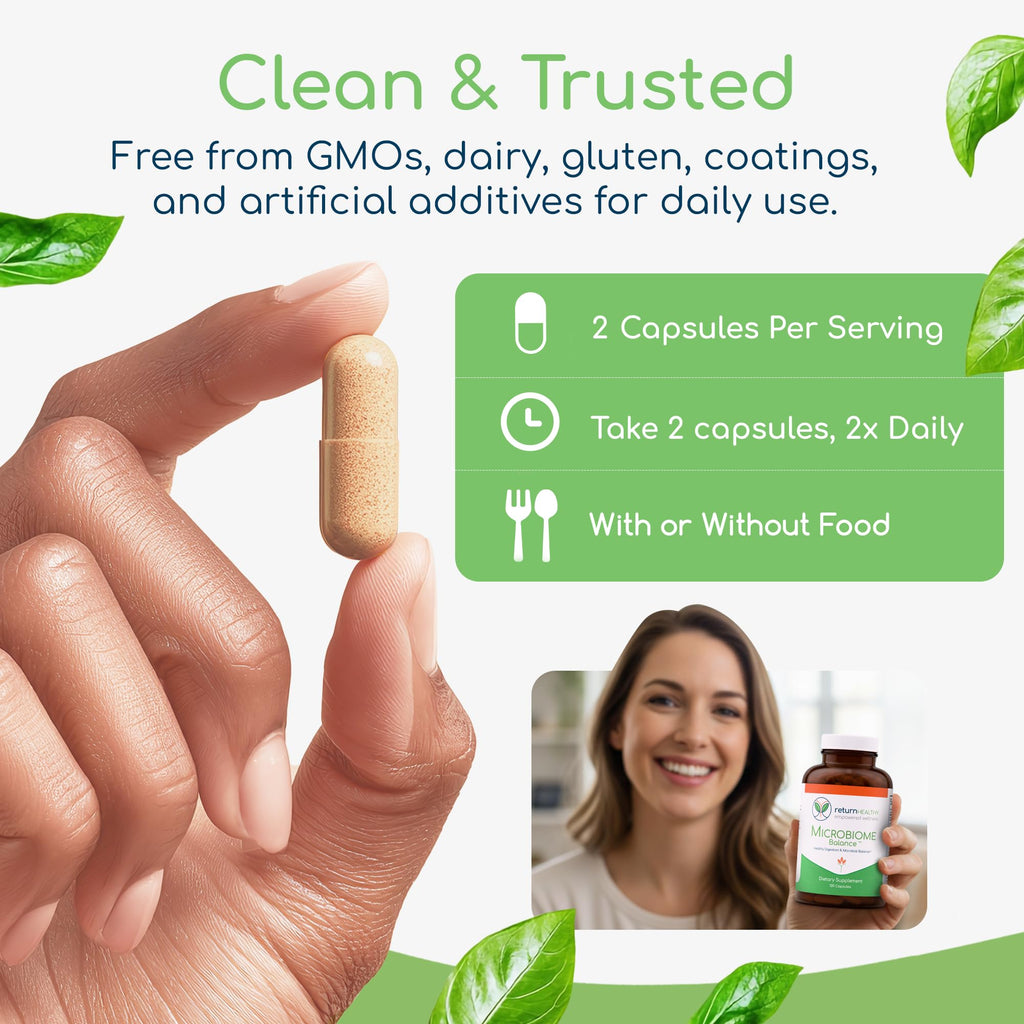 Microbiome Balance – Gut Health Supplement for Women and Men with Monolaurin & Caprylic Acid – Supports Digestive Wellness & Healthy Gut Environment – 120 Capsules
