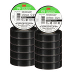 3M Temflex Vinyl Electrical Tape 175, Flame Retardant, Pressure-Sensitive Adhesive, Electrical and Mechanical Protection, Black, 7 mil, 3/4 in x 60 ft, 10 Rolls