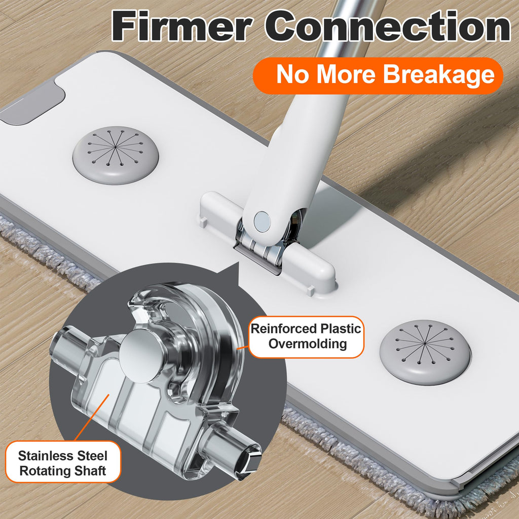 POPMOP Mop and Bucket Set, Flat Mop and Bucket System, Mop Bucket with Wringer, Wall Mop with Adjustable Handle (Max 61 Inches), 5 Washable Microfiber Mop Pads
