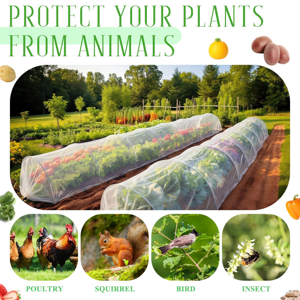 Vincreem 2 Pcs 18 x 118 inch Mesh Garden Greenhouse Tunnel Netting Protection Netting Pest Barrier Vegetable Plant Ultra Fine Mesh Cover Fruit Flowers Row Cover for Raised Beds Garden Greenhouse