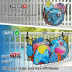 Large Pool Float Toy Storage Net - 59 x11.8x33.5in Durable Mesh Net Organizer for Fence with Straps, Poolside Fence Toys Holder for Inflatable Rafts Pool Noodles Balls Swimming Ring