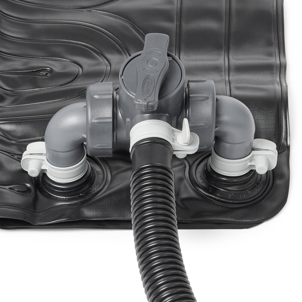 INTEX 47"x47" Solar Pool Water Heater Mat for 8,000 Gallon Above Ground Swimming Pool with Hose Attachment 2 Adaptors and Bypass Valve, Black (3-Pack)