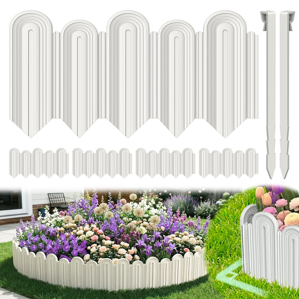 Vashly 20Pcs 20Ft Landscape Edging,6.5 Inch Garden Border with 20 Stakes