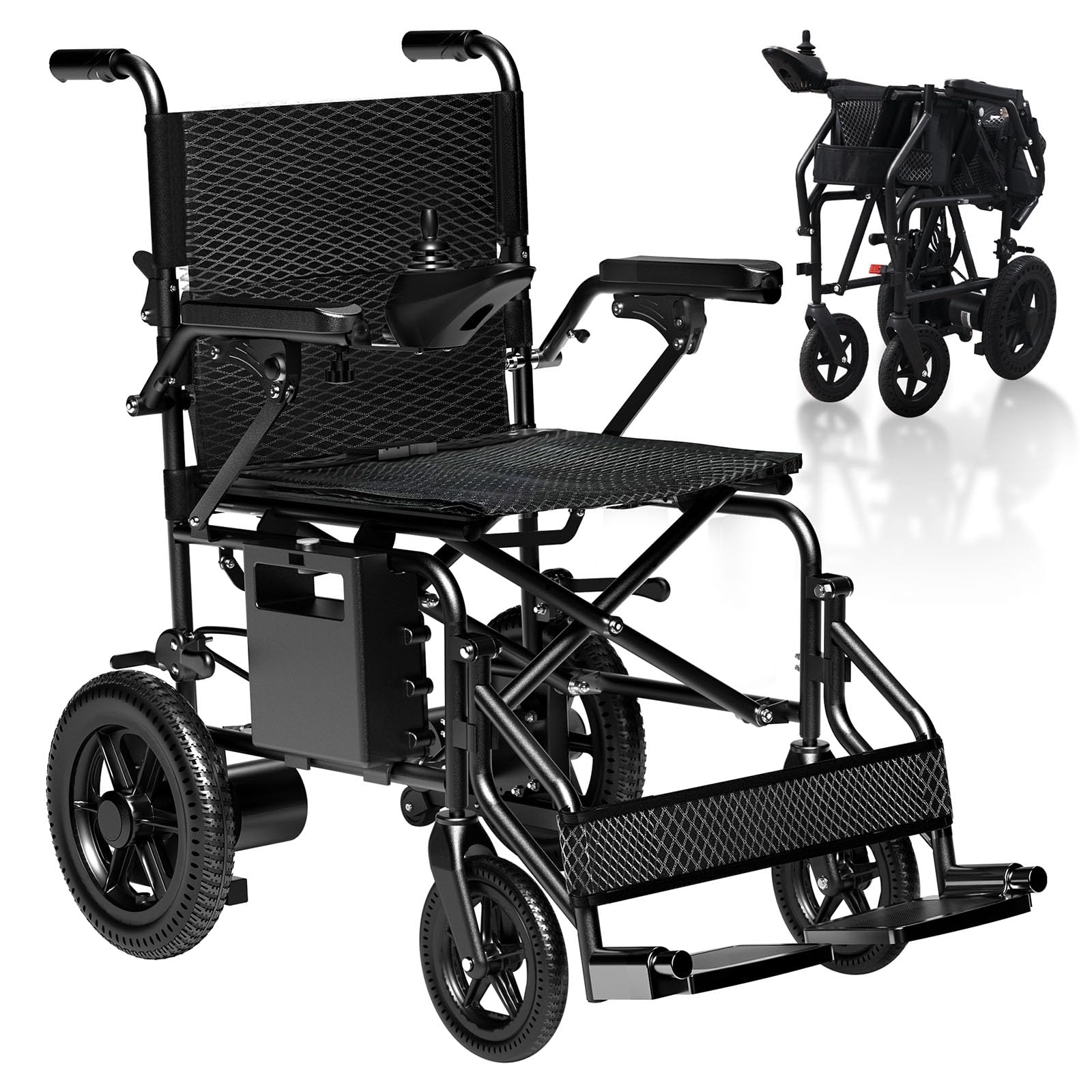 [2026 Upgrade] Hassky Electric Wheelchair for Adults Foldable, 15 Miles Range Motorized Wheelchair, All Terrain Power Wheelchairs for Seniors Supports Up to 350 lbs Black