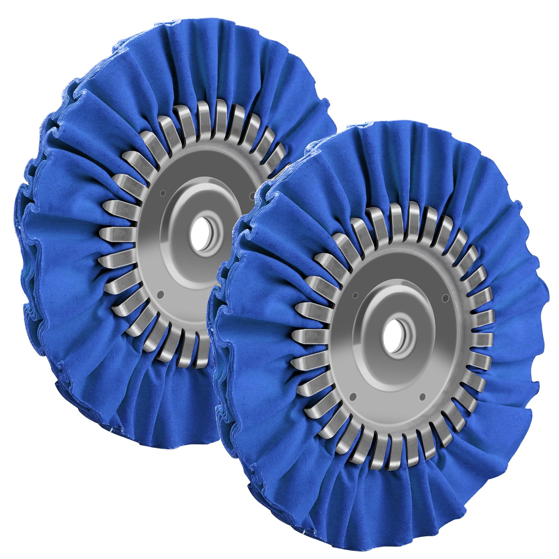 Konvixon 2PCS 8" Airway Buffing Wheel with 5/8" Arbor Flange-Free Hub，Blue Buffing Wheels for Angle Grinder, Heavy Cutting Metal Polishing Wheel for Aluminum Wheels Stainless Steel Metal Surface Prep