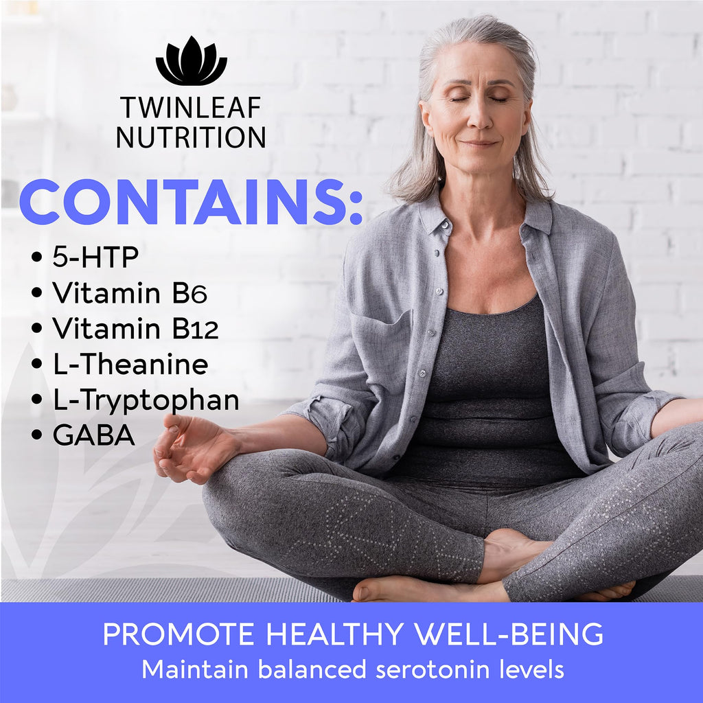 Natural Serotonin Supplement - Made in USA Manganese Serotonin & Cortisol Manager - Serotonin Booster Vitamin Supplement for Women with 5-HTP Vitamin B6 B12 GABA L Theanine L Tryptophan - 60 Capsules