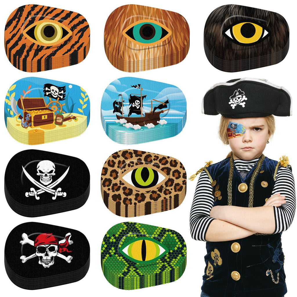 Panelee Adhesive Eye Patches for Kids Boys Bulk Halloween Pirate Toddler Eye Patch Breathable Material, Light Blocking Cotton Colorful and Fun Designs for Boys, 9 Styles(90 Pcs)
