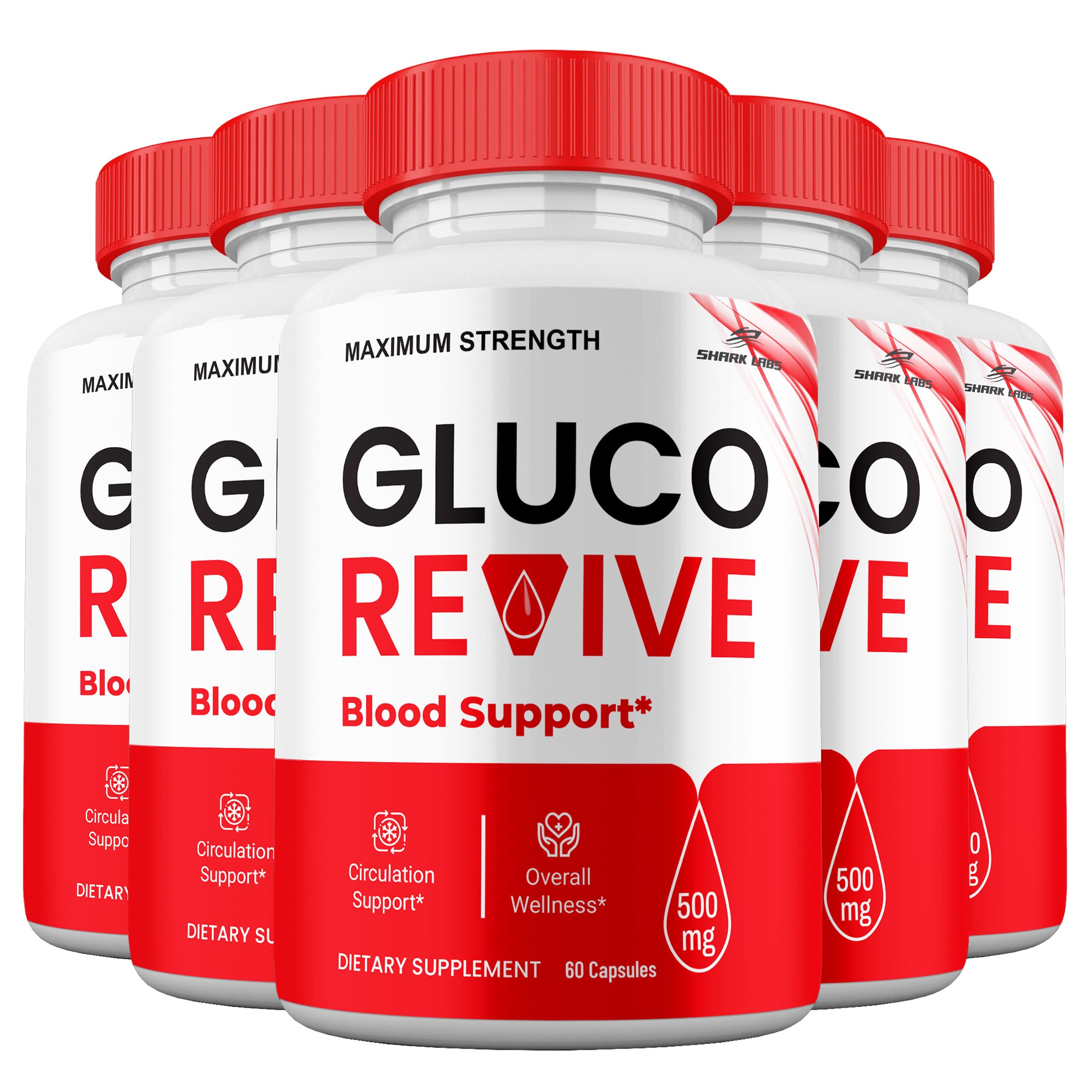 Shark Labs Gluco Revive Pills, Maximum Strength Formula with All Natural Ingredients, Gluco Revive Supplement, 5 Month Supply (5 Pack)
