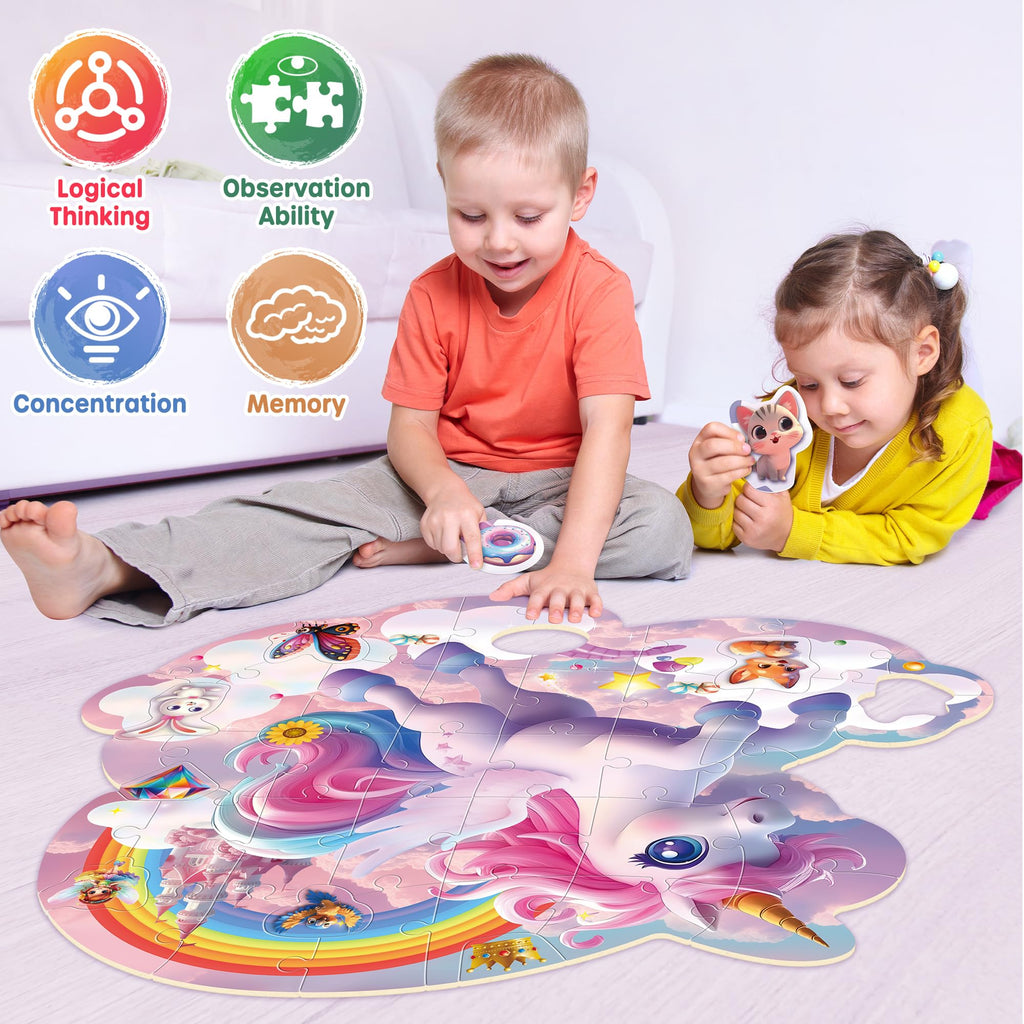 SYNARRY Unicorn Floor Puzzle for Kids Ages 4-6, Large 45-Piece