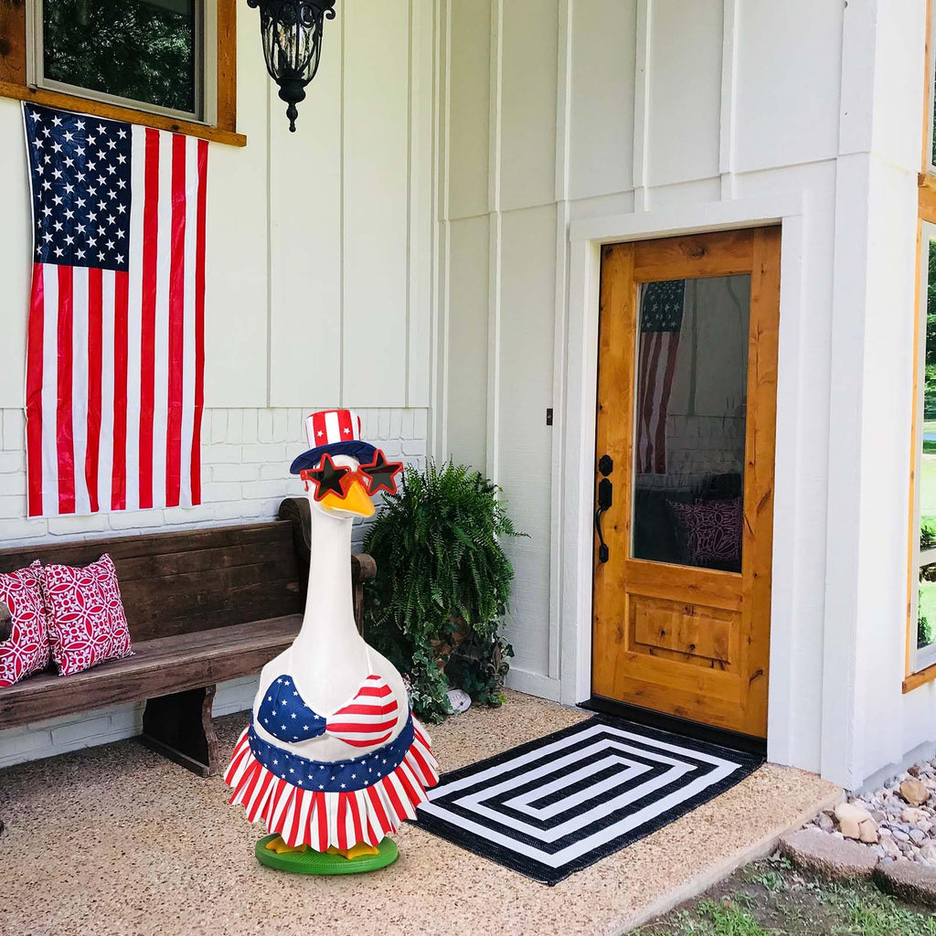 4th of July Bikini Goose Outfit Patriotic Porch Goose Clothes for Independence Day & Memorial Day Fits 23" Cement Plastic Goose Statue for USA 250th Anniversary Summer Outdoor Garden Yard Patio Decor