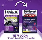 Sambucol Cold and Flu Relief Tablets - Homeopathic Black Elderberry Cold Medicine, Drowsy Free Remedy for Adults with Zinc, Quick-Dissolving Tablets for Men and Women - 60 Count