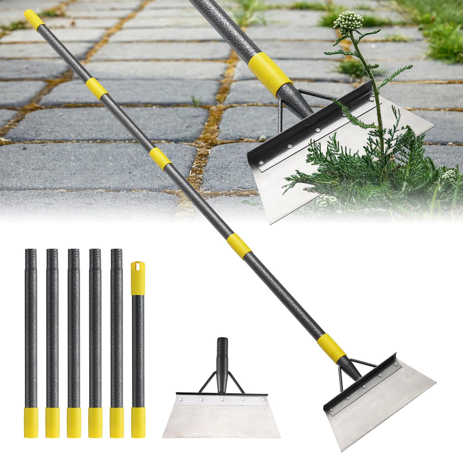 Garden Flat Shovel - Floor Scraper, 60" Multifunctional Garden Cleaning Shovels, Heavy Duty Floor Scrapers Long Handle,Metal Weeding Scraper for Lawn Edging, Snow Ice Removal,Snow Ice Scraper