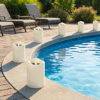 Solar Candles Outdoor Waterproof,Flameless Pillar IP65 Waterproof White Fake Candle,Dusk to Dawn,Solar Powered LED Candles for Patio Yard Table Deck Window Outdoor Lantern Decor,3"x4", Set of 2