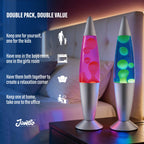JAMBO 2 Pack- 16" Beautiful Lamp- Blue with Yellow/Green Wax and Purple with Pink Wax, Relaxing Liquid Lamp, Night Light Nightlight, Lamps for Adults Teens Kid