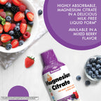 Bluebonnet Nutrition Magnesium Citrate 420 mg - Calm Mind & Body* – Supports Heart, Muscle & Sleep* - Non-GMO, Vegan, Kosher, Gluten-Free, Soy-Free, Milk-Free - 16 FL OZ, Mixed Berry Flavor