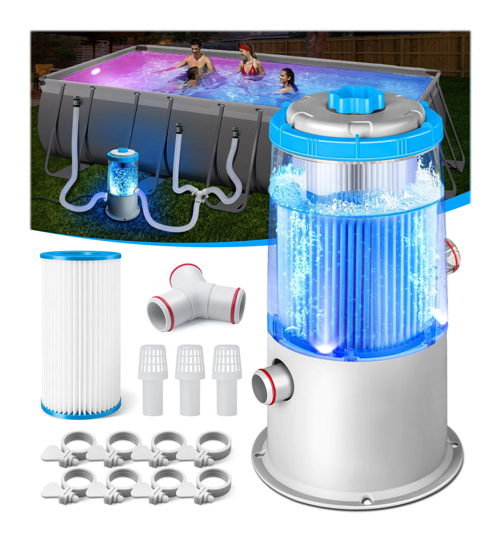 KimPump 1000 GPH Light-Up Pool Filter Pump for Above Ground Pool|Built ...