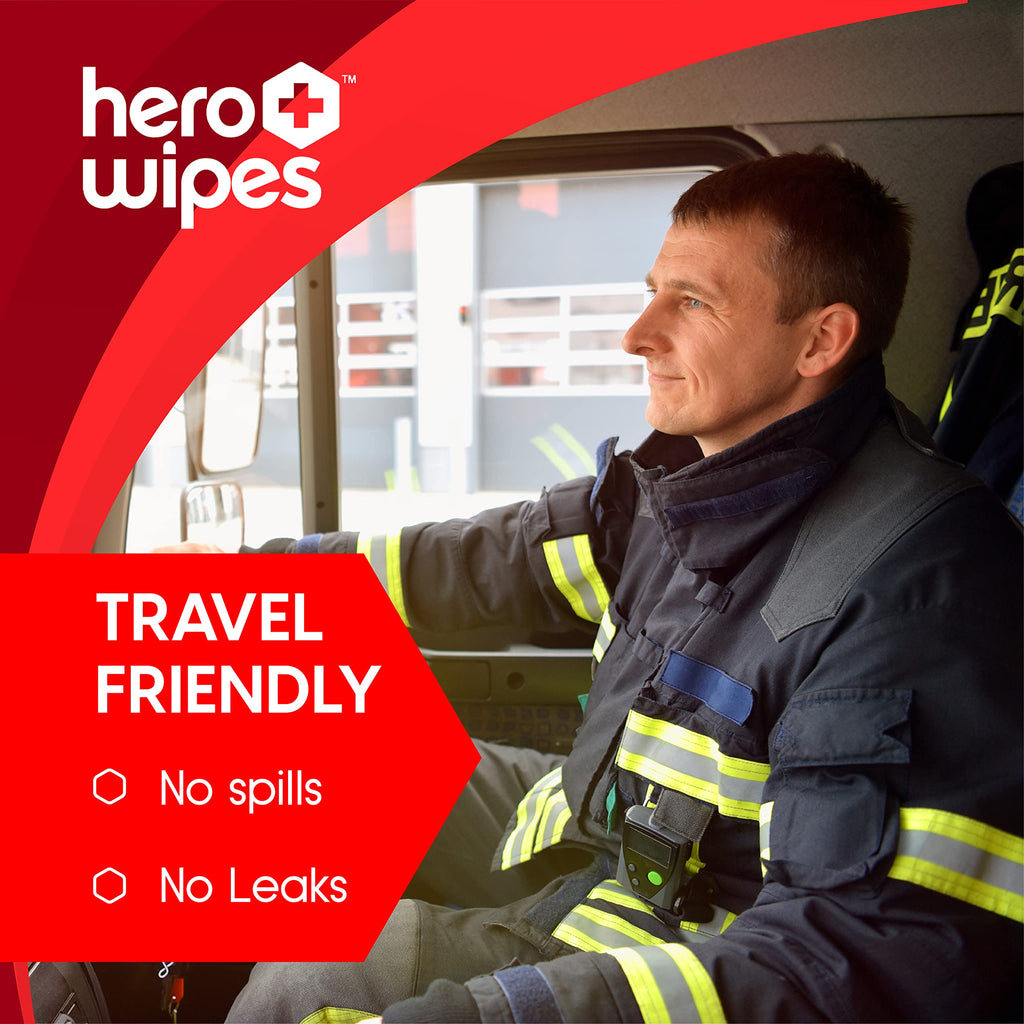 Hero Wipes Body Wipes Remove 98% Of Carcinogens, Ash, Soot, Smoke, Toxins - 120ct Extra Thick Durable 10x9 inches Firefighter Wet Wipes