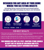 Flying Insect Trap for Indoor Use (2 Starters & 6 Refill Cartridges), UV Light Bug Catcher for Fruit Flies, Gnats & Small Flying Pests, Silent, No-Zap, Mess-Free