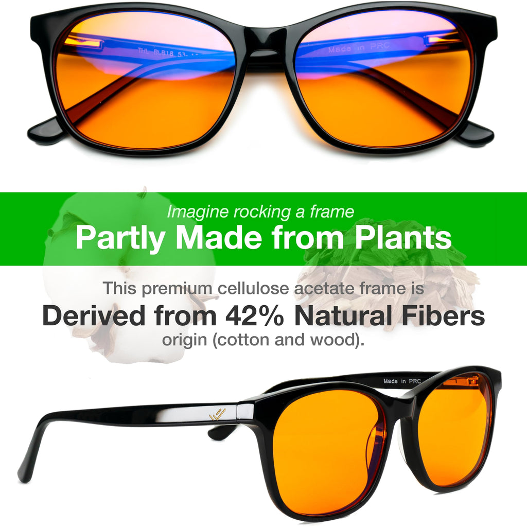 Orange Blue Light Blocking Glasses for Better Sleep - 99.5% Premium Acetate Orange Computer Migraine Glasses for Women & Men - Amber Gaming Glasses - Blue Light Blockers Gamer Glasses for Eye Strain
