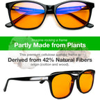 Orange Blue Light Blocking Glasses for Better Sleep - 99.5% Premium Acetate Orange Computer Migraine Glasses for Women & Men - Amber Gaming Glasses - Blue Light Blockers Gamer Glasses for Eye Strain