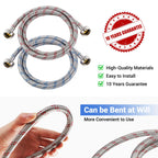 Yejesiy 4 Ft Washing Machine Hoses, 2 Packs Premium Stainless Steel Washer Hoses Burst Proof, Hot and Cold Striped Water Supply Hoses with 3/4'' Standard Interface fit for ALL Washer