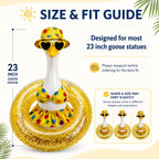 DaGailen Summer Porch Goose Outfits 23 Inch, Yellow Polka Dot Porch Goose Bikini with Swim Ring, Sun Hat Heart Sunglasses Porch Goose Accessories for Yard Garden Patio Decor