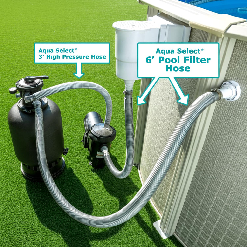 Aqua Select 1-1/2" x 12' Foot Durable and Flexible Pool Filter Connection Hose | Connect Your Pool Filter Vacuum Hose to Your Pool Filter Vacuum for Above Ground Pools