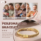 Personalized Cuban Link Bracelet for Men – Stainless Steel Custom Bracelet with Engraved Names Mens Bracelet Gifts for Birthday Anniversary Father’s Day Christmas (Gold-2 Names)