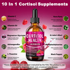 WellBloom Cortisol Reducer for Women & Men with Magnesium Glycinate, Ashwagandha, L-Theanine - Supports Stress Relief, Sleep & Heart Health, Nerves, Muscles - 2 Fl Oz