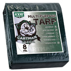 CARTMAN 2 Pack Finished Size 8x10 Feet Waterproof Green Tarp 8 Mil Thick, Multipurpose Protective Cover for Emergency Rain Shelter Camping Tarpaulin