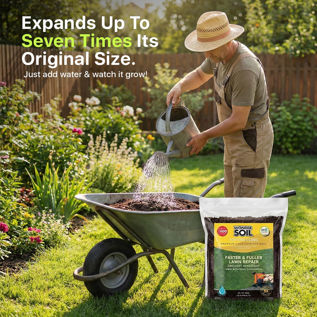 Premium Nutrient-Rich Stretch Coir Blend - 10 lbs Covers Up to 400 Sq Ft - Grow Thicker, Greener Grass in Heat Conditions of