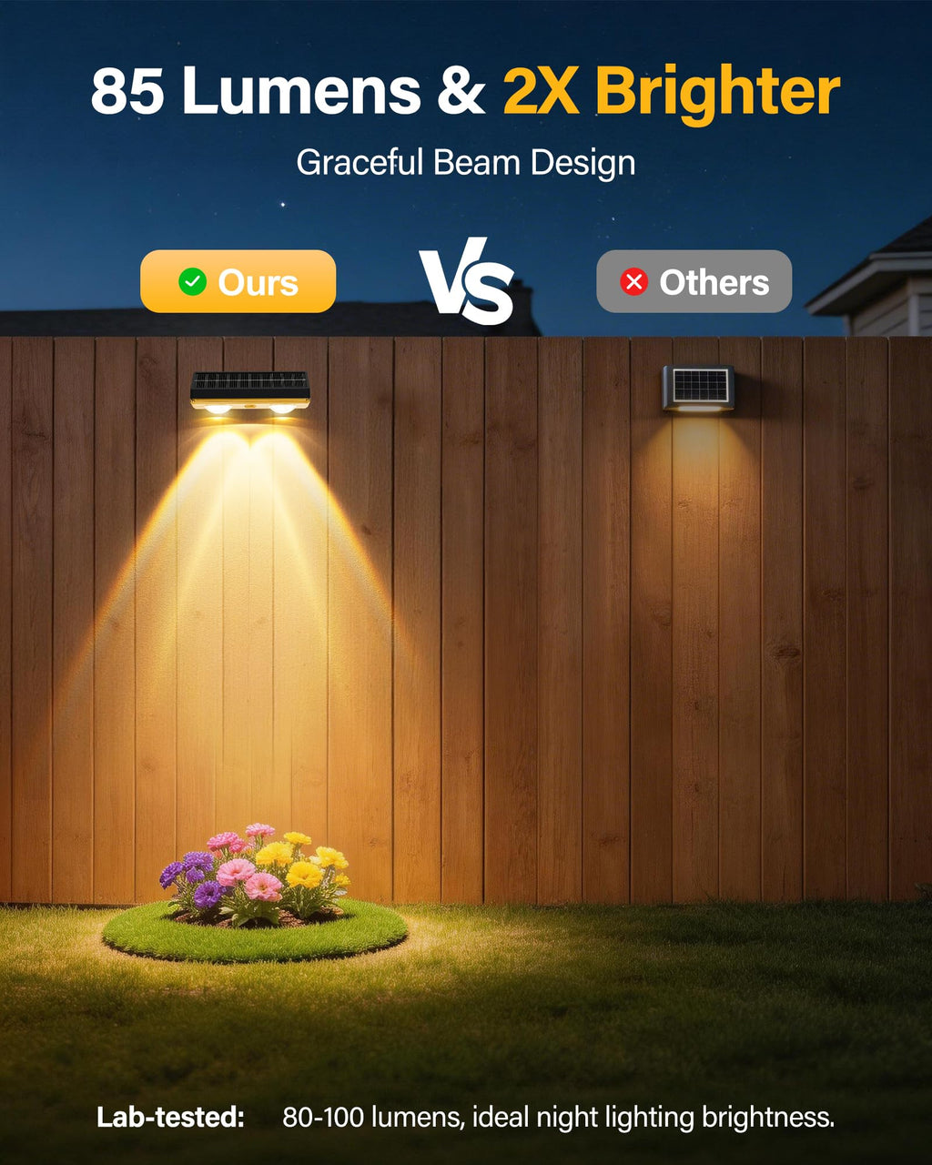 Toeuie Solar Fence Lights Outdoor, 6 Pack Ultra-Bright 85LM Fence Lights Solar Powered, 9 RGB Color Modes, IP65 Waterproof, 12H Dusk to Dawn Glow for Pool/Deck/Patio/Wall/Backyard - Black